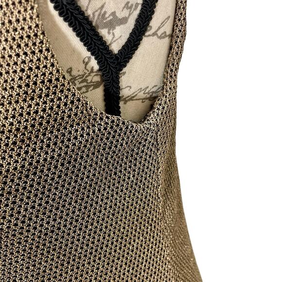 Vintage 90s Gold Glitter Mesh Overlay Maxi Sheath Dress Size 6 / M - Picture 6 of 11